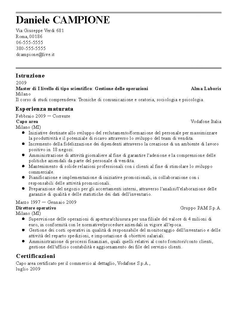 Modello di CV - ilCVperfetto
