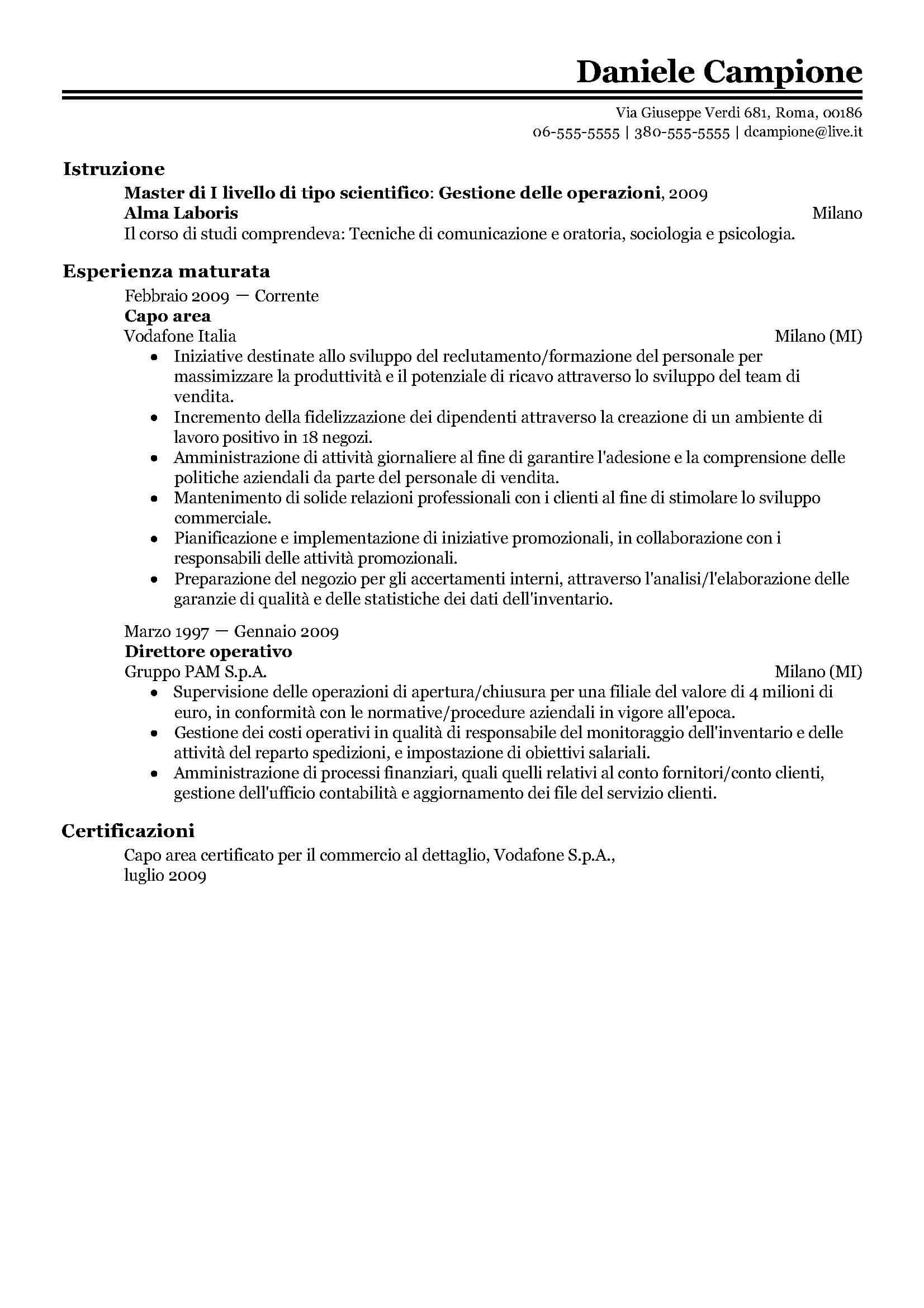 Modello di CV - ilCVperfetto