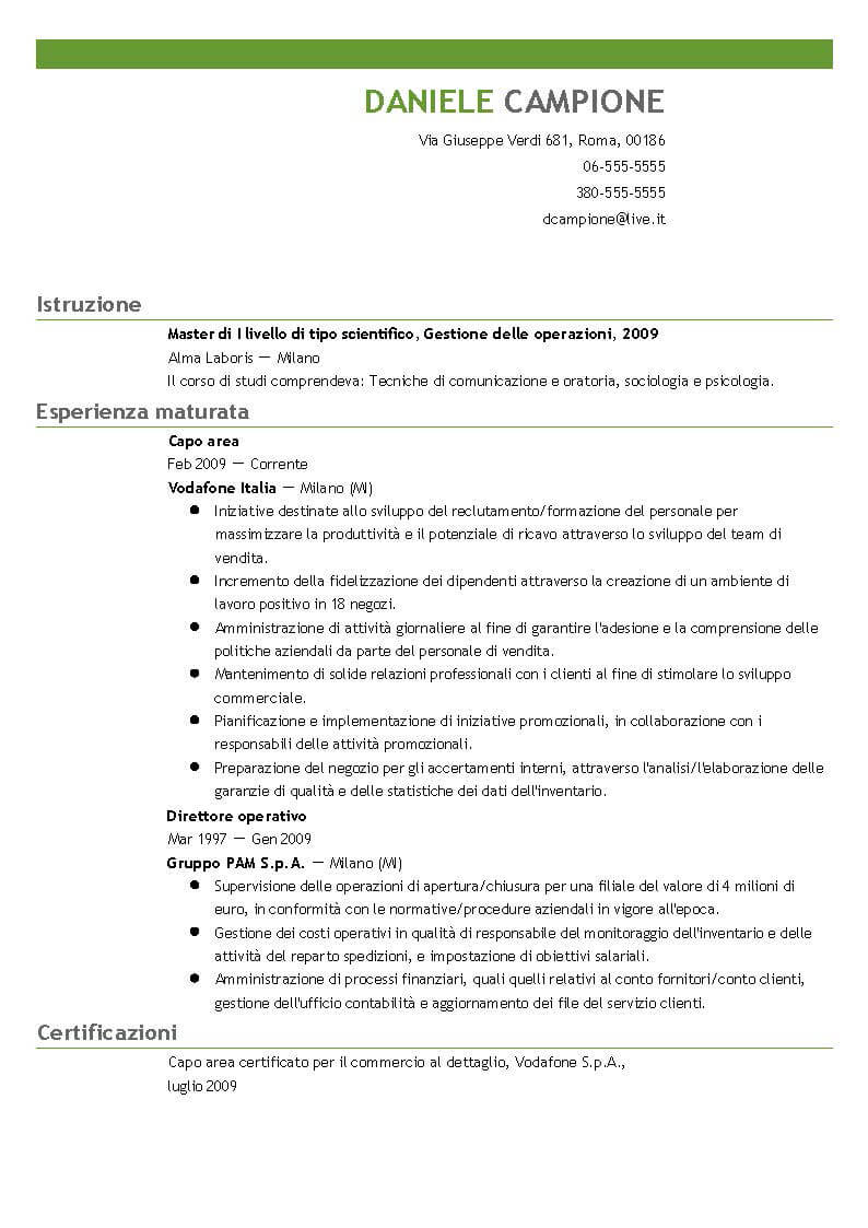 Modello Di Cv Ilcvperfetto