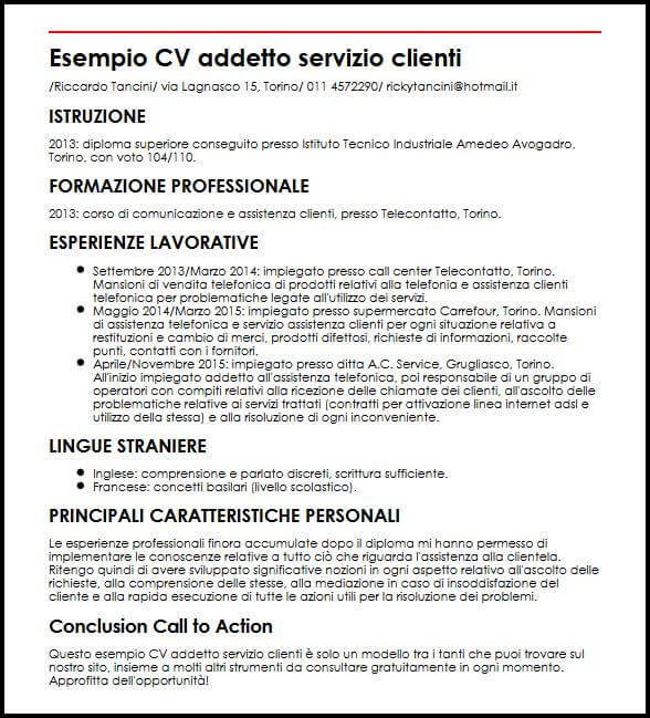 esempio-cv-addetto-servizio-clienti