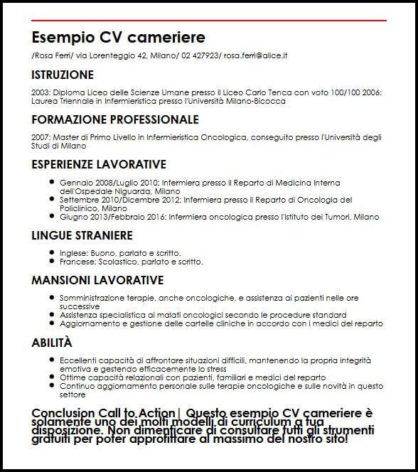 Esempio Cv Infermiere Ilcvperfetto