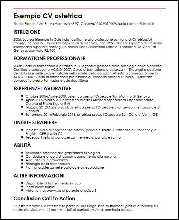 Curriculum vitae ostetrica 04 image