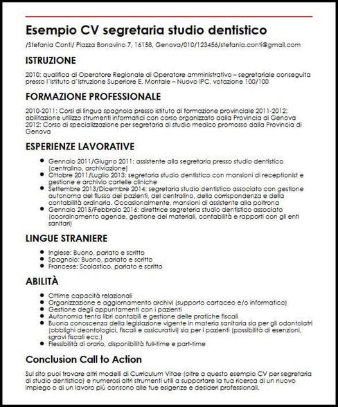 esempio-cv-segretaria-studio-dentistico