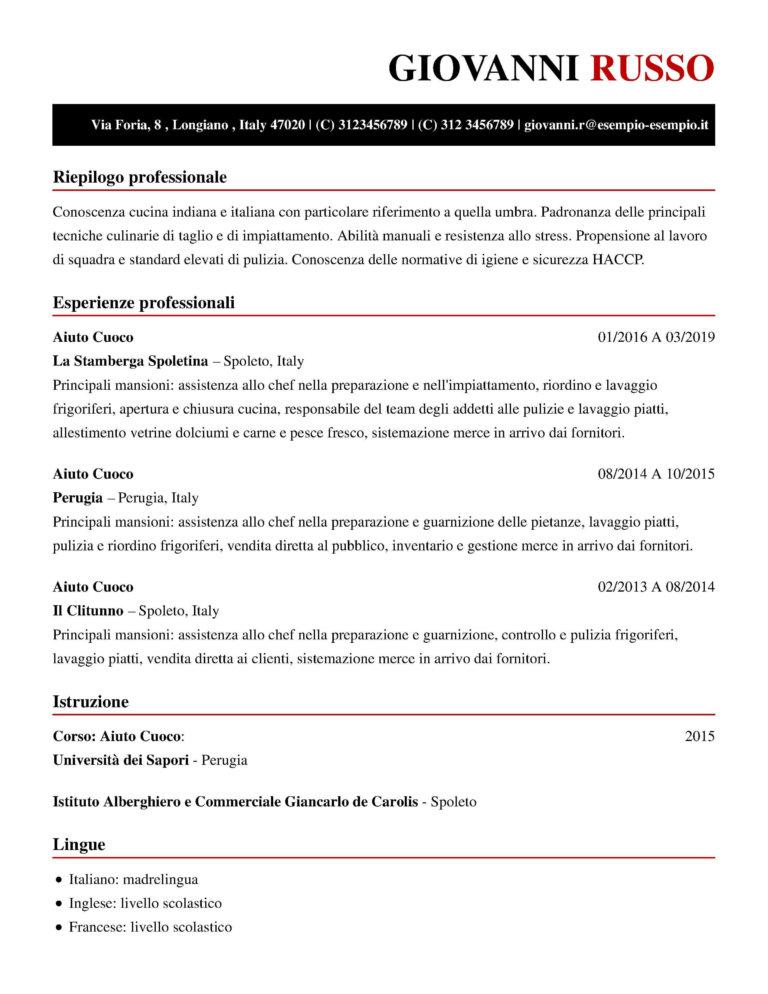 Esempio Di Curriculum Vitae Professionale Ilcvperfetto