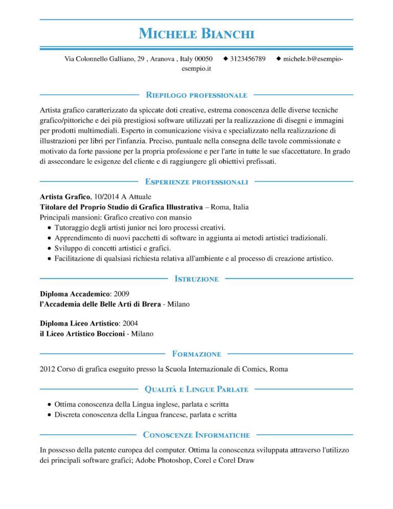 Esempio Di Curriculum Vitae Professionale Ilcvperfetto