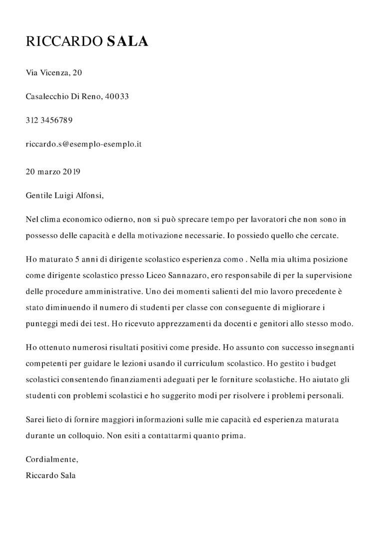 Esempio Lettera Di Presentazione Cv Esempio