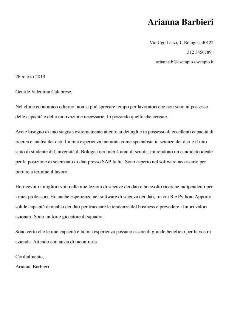 Esempi Di Lettera Di Presentazione Il Cv Perfetto