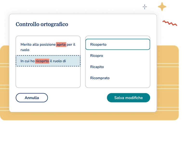 Correggi il contenuto e scrivi un profilo professionale vincente